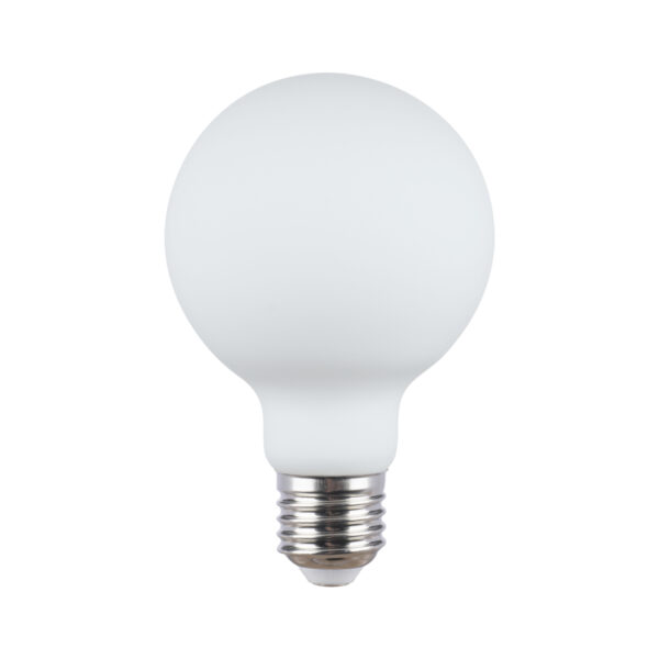 Modern LED bulb Lux E27 9W 3000K G80 MILKY – modern led bulbs in opal white and steel