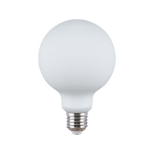 Modern LED bulb Lux E27 9W 3000K G95 MILKY – modern led bulbs in opal white and steel