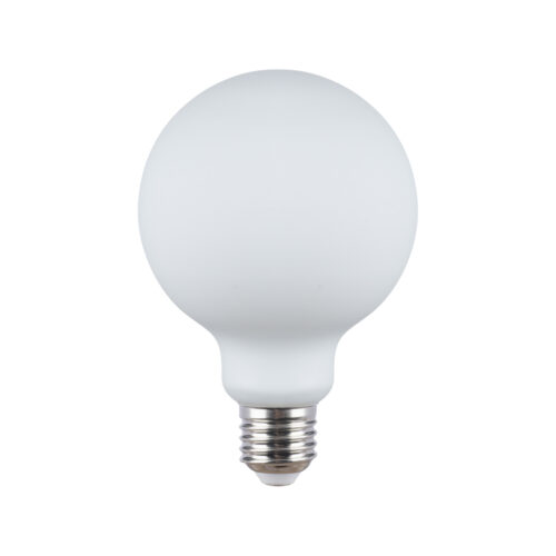 Modern LED bulb Lux E27 9W 3000K G95 MILKY – modern led bulbs in opal white and steel
