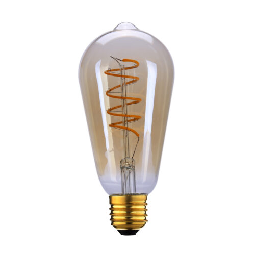 Retro LED bulb Lux E27 6W 2200K 3S Dimm Spiral Amber – retro led bulbs in amber and metal alloy