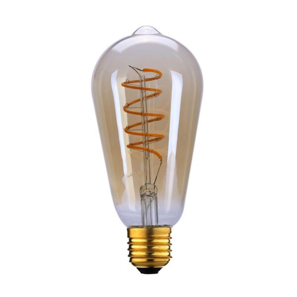 Retro LED bulb Lux E27 6W 2200K 3S Dimm Spiral Amber – retro led bulbs in amber and metal alloy