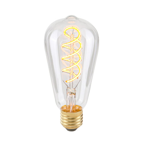 Retro LED bulb Lux E27 4W 2200K ST64 Spiral Clear – retro led bulbs in transparent and metal alloy