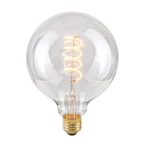 Retro LED bulb Lux E27 4W 2200K G125 Spiral Clear – retro led bulbs in transparent and metal alloy