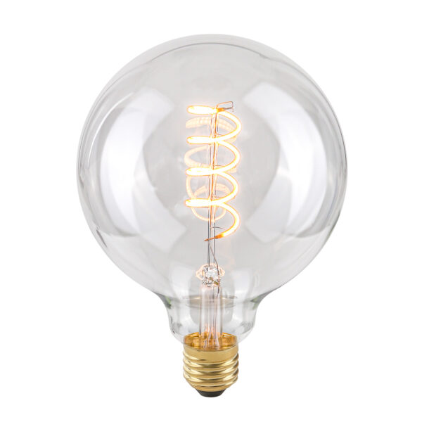 Retro LED bulb Lux E27 4W 2200K G125 Spiral Clear – retro led bulbs in transparent and metal alloy
