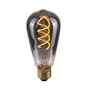 Retro LED bulb Lux E27 4W 2200K ST64 Spiral Smoke – retro led bulbs in smoked and metal alloy