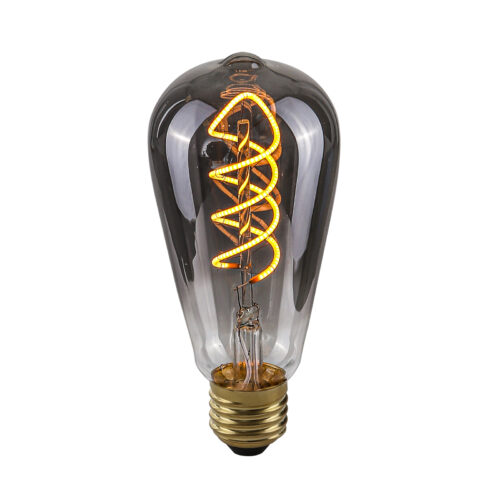 Retro LED bulb Lux E27 4W 2200K ST64 Spiral Smoke – retro led bulbs in smoked and metal alloy