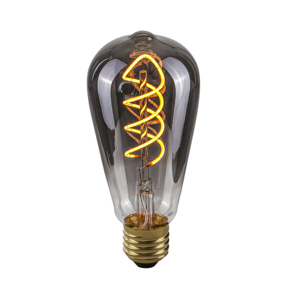 Retro LED bulb Lux E27 4W 2200K ST64 Spiral Smoke – retro led bulbs in smoked and metal alloy