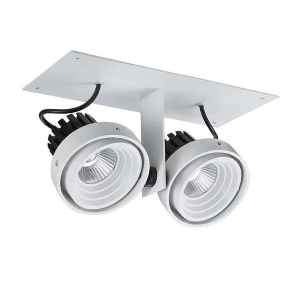 Recessed ceiling light Lux Patrizio Double 3000K – minimalist recessed ceiling light in white