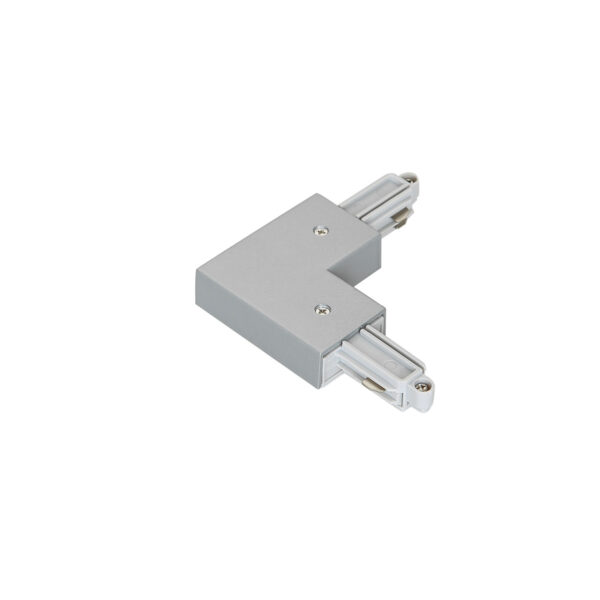 Wires for track lighting Lux 1-circuit L type connector silver I – wires for track lighting in silver and aluminum