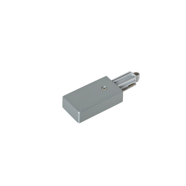 Wires for track lighting Lux 1-circuit power connector left silver – wires for track lighting in silver and aluminum
