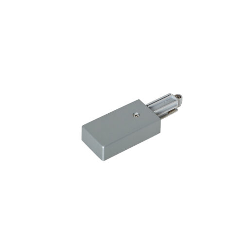 Wires for track lighting Lux 1-circuit power connector right silver – wires for track lighting in silver and aluminum
