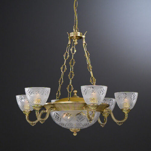 Pendant lamp Lux 6255 – modern pendant lamp in brass and glass