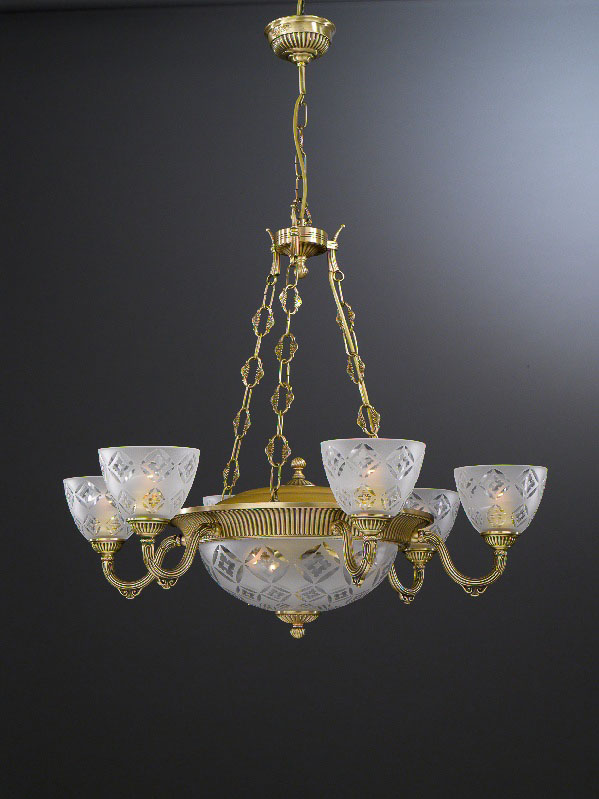 Pendant lamp Lux 6255 – modern pendant lamp in brass and glass