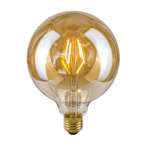 Retro LED bulb Lux E27 4W 2200K G125 Amber – retro led bulbs in amber and metal alloy