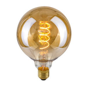 Retro LED bulb Lux E27 4W 2200K G125 Spiral Amber – retro led bulbs in amber and metal alloy