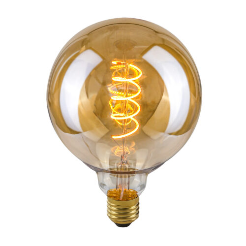 Retro LED bulb Lux E27 4W 2200K G125 Spiral Amber – retro led bulbs in amber and metal alloy