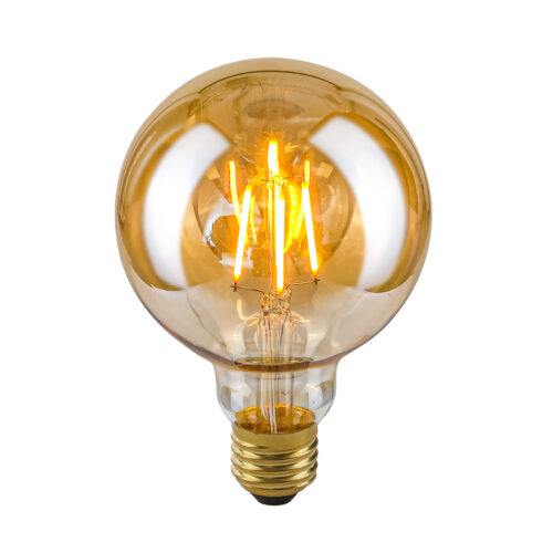 Retro LED bulb Lux E27 4W 2200K G95 Amber – retro led bulbs in amber and metal alloy
