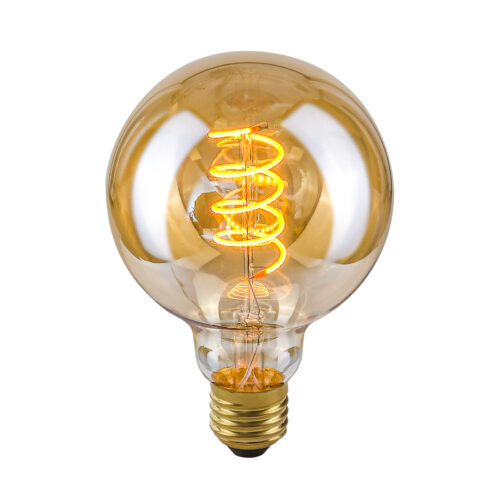 Retro LED bulb Lux E27 4W 2200K G95 Spiral Amber – retro led bulbs in amber and metal alloy