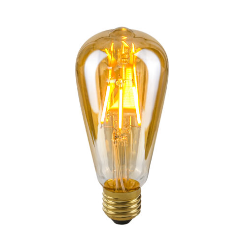 Retro LED bulb Lux E27 4W 2200K ST64 Amber – retro led bulbs in amber and metal alloy