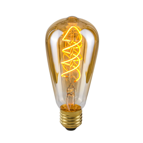 Retro LED bulb Lux E27 4W 2200K ST64 Spiral Amber – retro led bulbs in amber and metal alloy
