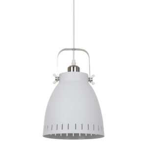 Pendant lamp Lux Franklin – modern pendant lamp in white satin sandblasted nickel and metal