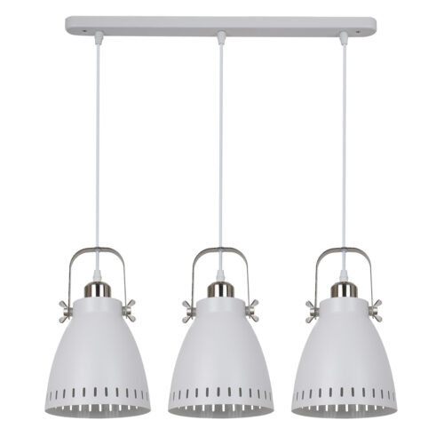 Pendant lamp Lux Franklin – modern pendant lamp in white satin sandblasted nickel and metal