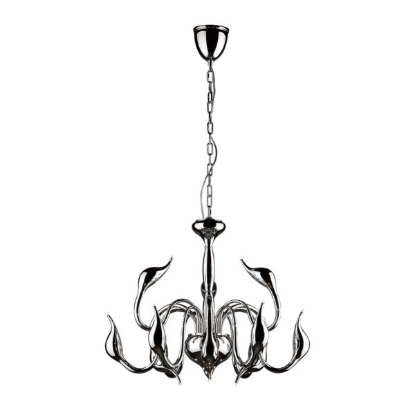 Chandelier Lux Swan – luxury chandelier in chrome and metal
