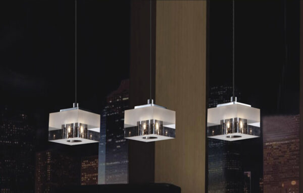Pendant lamp Lux Cubric 28w – modern pendant lamp in chrome and metal alloy