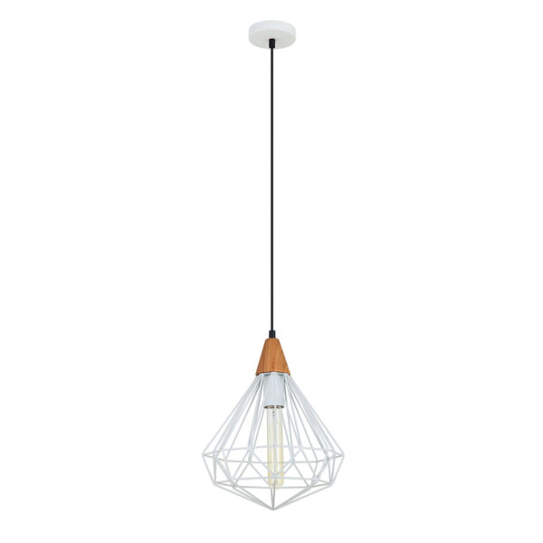 Pendant lamp Lux Maelle White – modern pendant lamp in white and steel