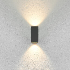 Outdoor wall light Lux Genta – outdoor wall lights in sandblasted black and aluminum