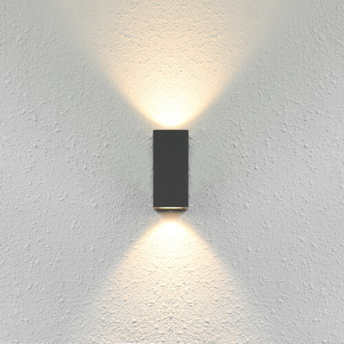 Outdoor wall light Lux Genta – outdoor wall lights in sandblasted black and aluminum