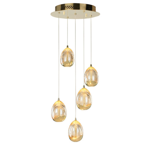 Pendant lamp Lux Huelto – modern pendant lamp in champagne gold and steel