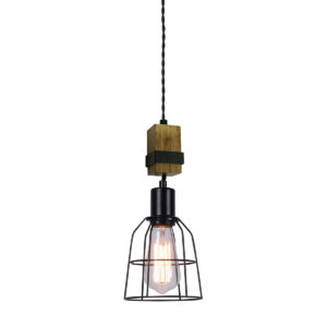 Pendant lamp Lux Ponte – modern pendant lamp in black and wooden