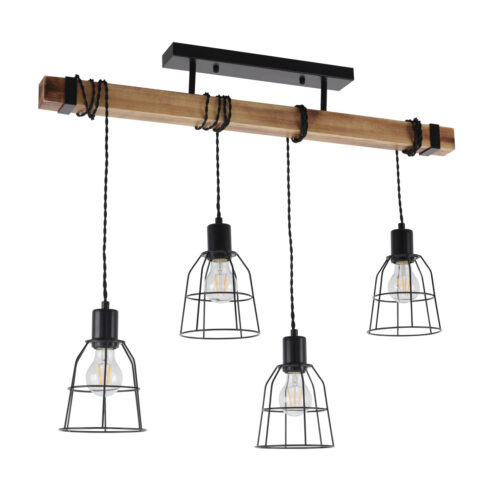 Pendant lamp Lux Ponte 60w – modern pendant lamp in black and wooden