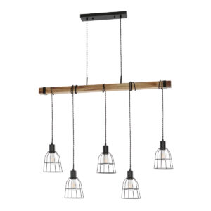 Pendant lamp Lux Ponte – modern pendant lamp in black and wooden