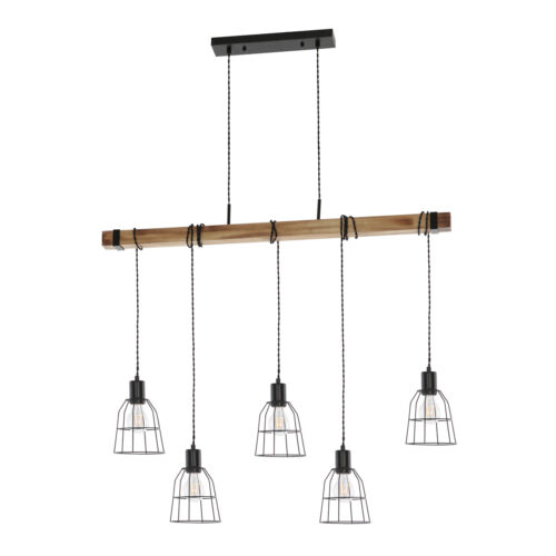 Pendant lamp Lux Ponte – modern pendant lamp in black and wooden