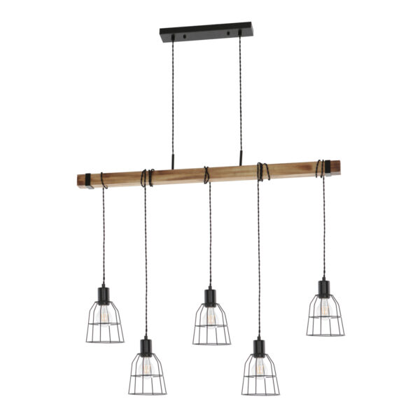 Pendant lamp Lux Ponte – modern pendant lamp in black and wooden