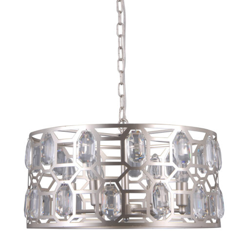 Pendant lamp Lux Momento – modern pendant lamp in champagne silver and steel