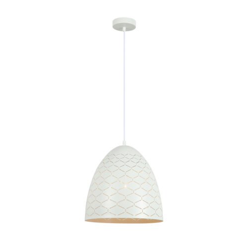 Pendant lamp Lux Leilani – modern pendant lamp in white and steel