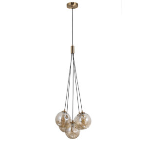 Pendant lamp Lux Perlos – modern pendant lamp in honey brass and steel