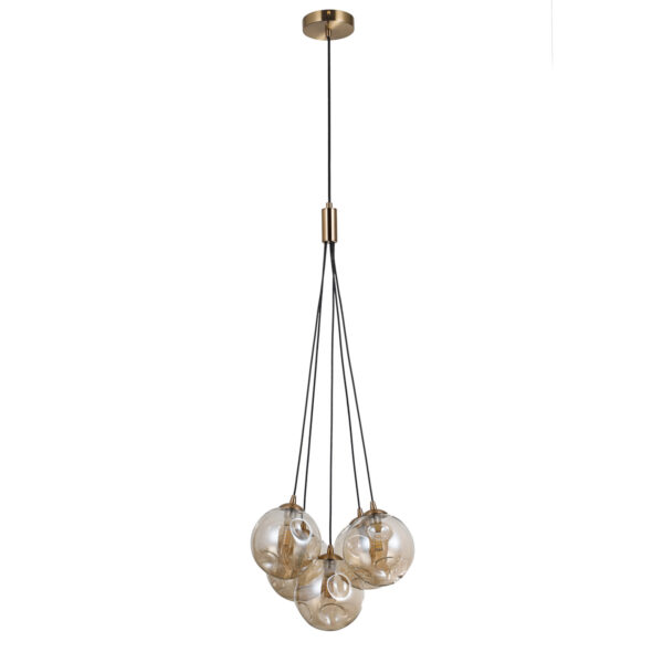 Pendant lamp Lux Perlos – modern pendant lamp in honey brass and steel