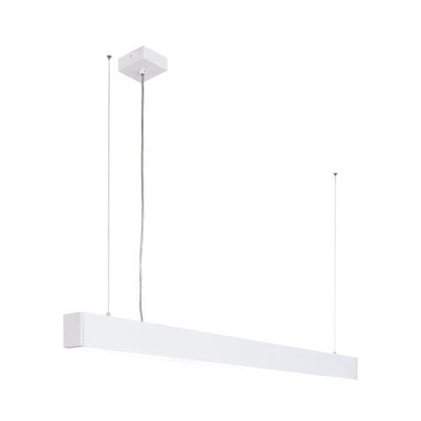 Linear pendant light Lux Traversi RX Suspended 142 White 44w – linear pendant lights in matt white and aluminium