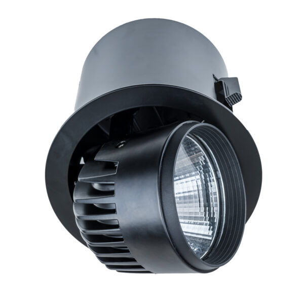 Recessed ceiling light Lux Tanto BL – minimalist recessed ceiling light in black and aluminum