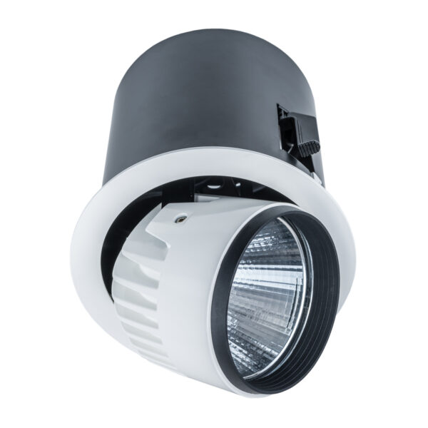 Recessed ceiling light Lux Tanto WH RA90 D70 – minimalist recessed ceiling light in white and aluminum