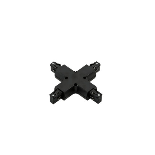Track lighting accessorie Lux 3 phase - cross joint - black – track lighting accessories in black and plastic