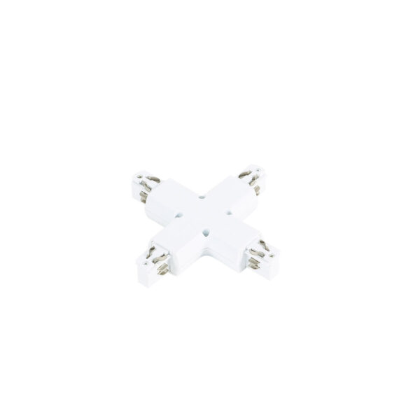 Track lighting accessorie Lux 3 phase - cross joint - white – track lighting accessories in white and plastic