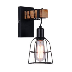 Wall lamp Lux Ponte – LED wall lamp in black and wooden