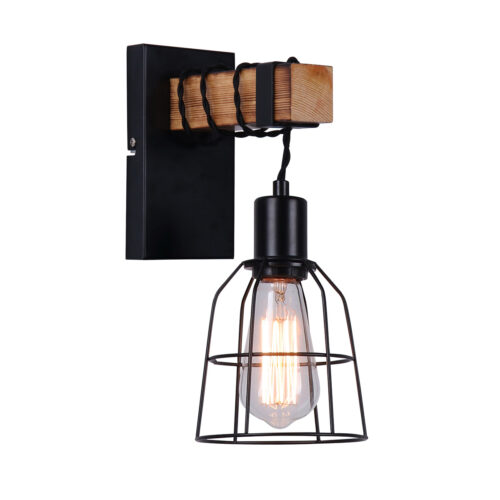 Wall lamp Lux Ponte – LED wall lamp in black and wooden