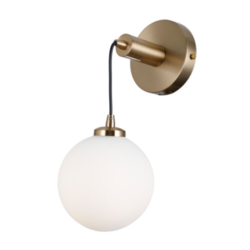 Wall lamp Lux Perlos – LED wall lamp in honey brass and steel