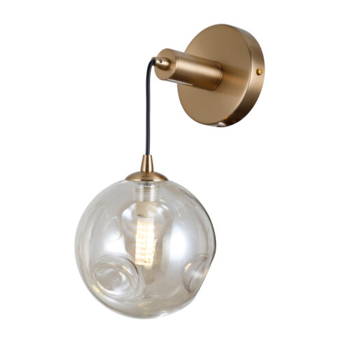 Wall lamp Lux Perlos – LED wall lamp in honey brass and steel